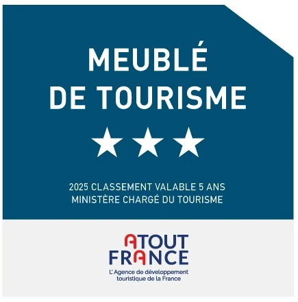 Logo officiel Meublé de tourisme 3 étoiles, Atout France, ministère chargé du tourisme